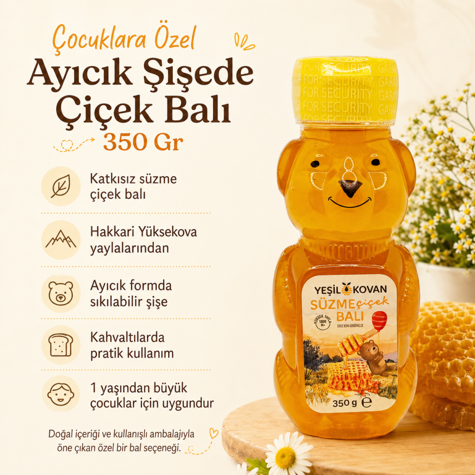 Çocuklara Özel Ayıcık Şişede Çiçek Balı 350 Gr